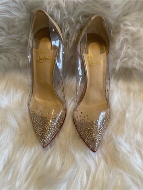 Christian Louboutin Degrastrass PVC 100/Specchio Crystal Clear Heels